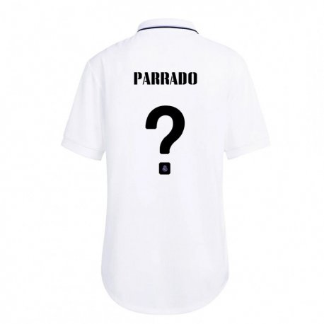 Kandiny Niño Camiseta Diego Parrado #0 Blanco Púrpura 1ª Equipación 2022/23 La Camisa Chile