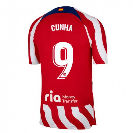 Kandiny Niño Camiseta Matheus Cunha #9 Rojo Blanco Azul 1ª Equipación 2022/23 La Camisa Chile