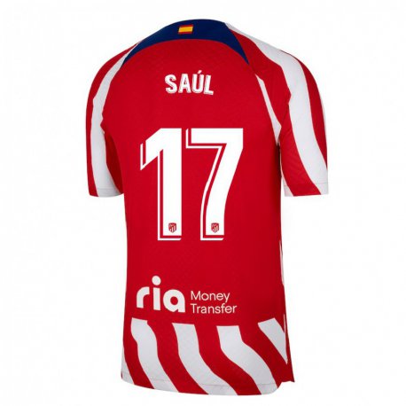 Kandiny Niño Camiseta Saul Niguez #17 Rojo Blanco Azul 1ª Equipación 2022/23 La Camisa Chile