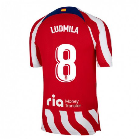 Kandiny Niño Camiseta Ludmila #8 Rojo Blanco Azul 1ª Equipación 2022/23 La Camisa Chile