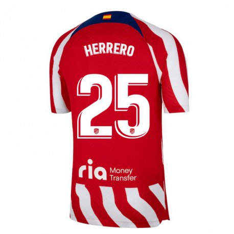 Kandiny Niño Camiseta Alex Herrero #25 Rojo Blanco Azul 1ª Equipación 2022/23 La Camisa Chile