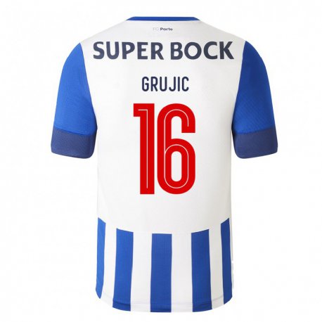 Kandiny Niño Camiseta Marko Grujic #16 Azul Real 1ª Equipación 2022/23 La Camisa Chile