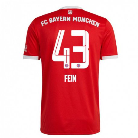 Kandiny Niño Camiseta Adrian Fein #43 Neon Rojo Blanco 1ª Equipación 2022/23 La Camisa Chile