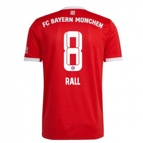 Kandiny Niño Camiseta Maximiliane Rall #8 Neon Rojo Blanco 1ª Equipación 2022/23 La Camisa Chile