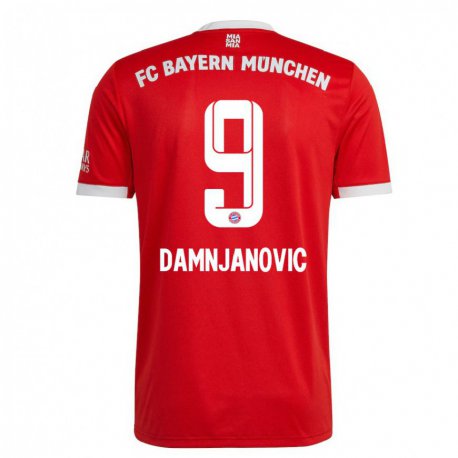 Kandiny Niño Camiseta Jovana Damnjanovic #9 Neon Rojo Blanco 1ª Equipación 2022/23 La Camisa Chile
