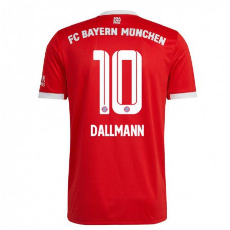 Kandiny Niño Camiseta Linda Dallmann #10 Neon Rojo Blanco 1ª Equipación 2022/23 La Camisa Chile