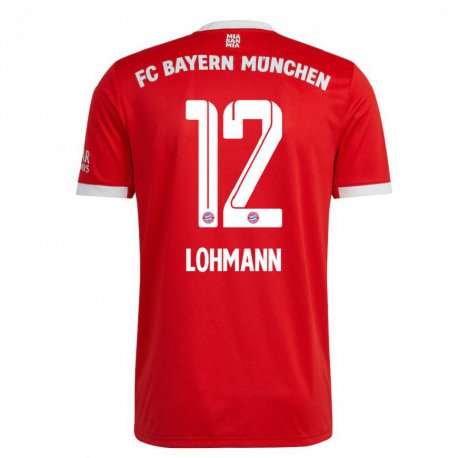 Kandiny Niño Camiseta Sydney Lohmann #12 Neon Rojo Blanco 1ª Equipación 2022/23 La Camisa Chile