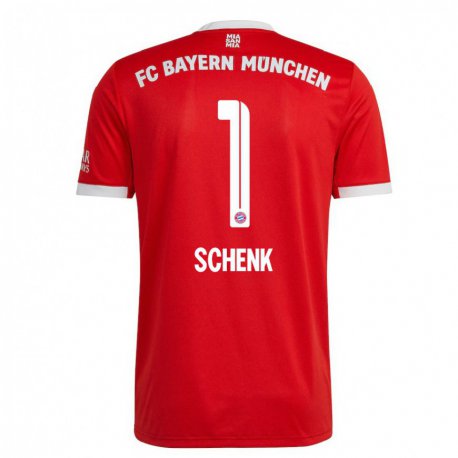 Kandiny Niño Camiseta Johannes Schenk #1 Neon Rojo Blanco 1ª Equipación 2022/23 La Camisa Chile