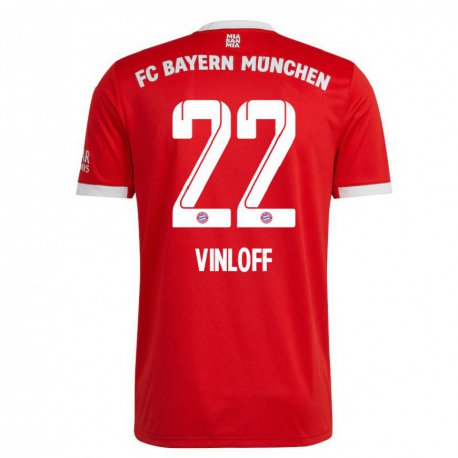 Kandiny Niño Camiseta Matteo Vinloff #22 Neon Rojo Blanco 1ª Equipación 2022/23 La Camisa Chile