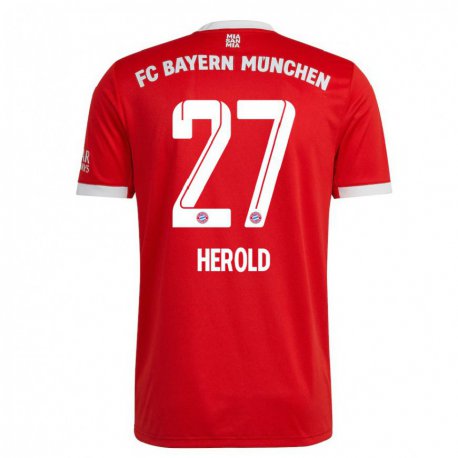 Kandiny Niño Camiseta David Herold #27 Neon Rojo Blanco 1ª Equipación 2022/23 La Camisa Chile
