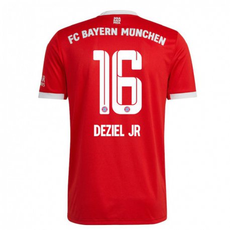 Kandiny Niño Camiseta Robert Deziel Jr #16 Neon Rojo Blanco 1ª Equipación 2022/23 La Camisa Chile