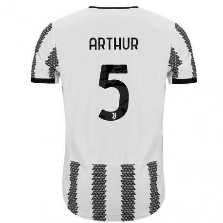 Kandiny Niño Camiseta Arthur #5 Blanco Negro 1ª Equipación 2022/23 La Camisa Chile