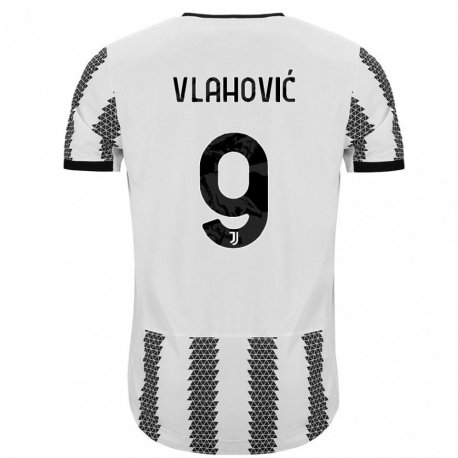 Kandiny Niño Camiseta Dusan Vlahovic #9 Blanco Negro 1ª Equipación 2022/23 La Camisa Chile