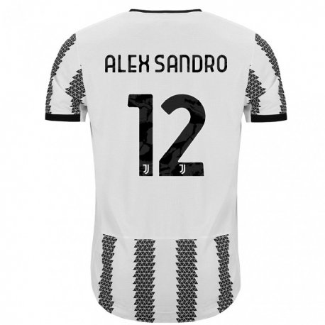 Kandiny Niño Camiseta Alex Sandro #12 Blanco Negro 1ª Equipación 2022/23 La Camisa Chile