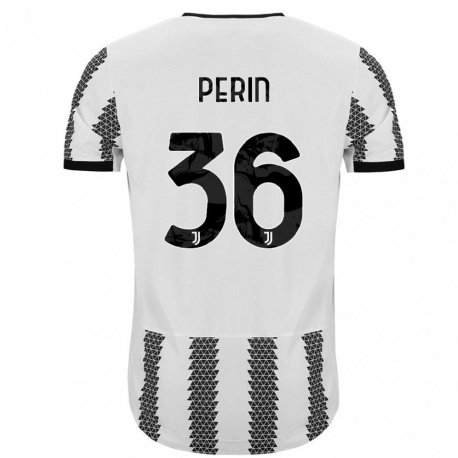 Kandiny Niño Camiseta Mattia Perin #36 Blanco Negro 1ª Equipación 2022/23 La Camisa Chile