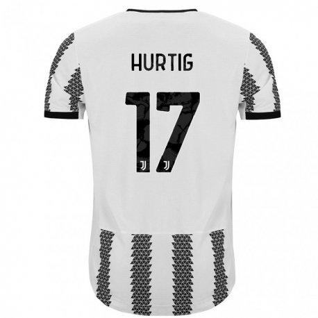 Kandiny Niño Camiseta Lina Hurtig #17 Blanco Negro 1ª Equipación 2022/23 La Camisa Chile