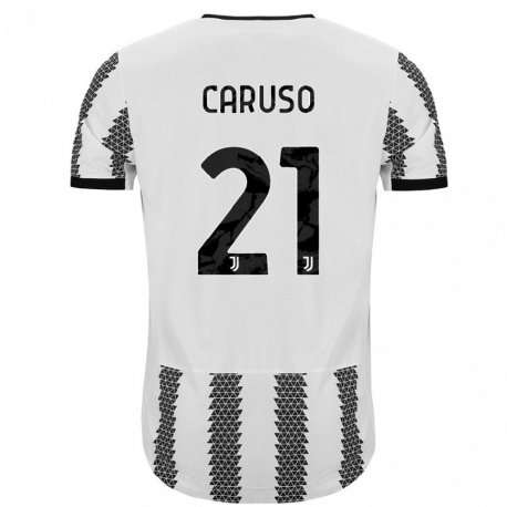 Kandiny Niño Camiseta Arianna Caruso #21 Blanco Negro 1ª Equipación 2022/23 La Camisa Chile