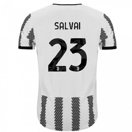 Kandiny Niño Camiseta Cecilia Salvai #23 Blanco Negro 1ª Equipación 2022/23 La Camisa Chile