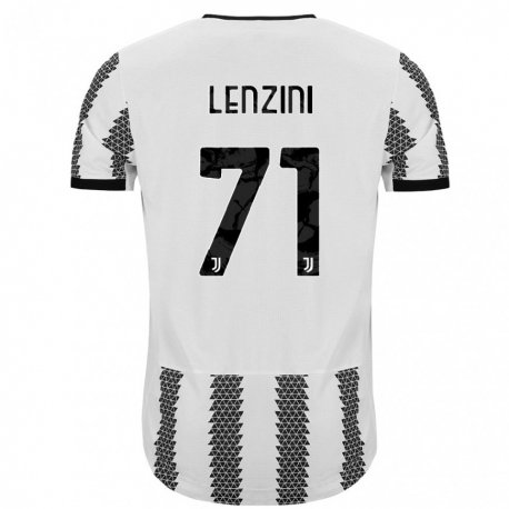 Kandiny Niño Camiseta Martina Lenzini #71 Blanco Negro 1ª Equipación 2022/23 La Camisa Chile