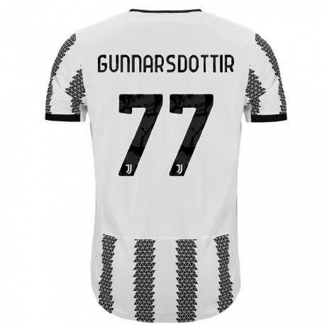 Kandiny Niño Camiseta Sara Bjork Gunnarsdottir #77 Blanco Negro 1ª Equipación 2022/23 La Camisa Chile