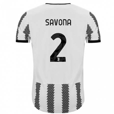 Kandiny Niño Camiseta Nicolo Savona #2 Blanco Negro 1ª Equipación 2022/23 La Camisa Chile