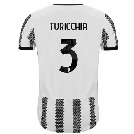 Kandiny Niño Camiseta Riccardo Turicchia #3 Blanco Negro 1ª Equipación 2022/23 La Camisa Chile