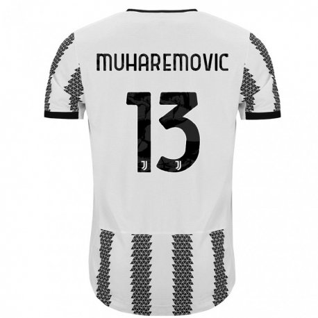 Kandiny Niño Camiseta Tarik Muharemovic #13 Blanco Negro 1ª Equipación 2022/23 La Camisa Chile