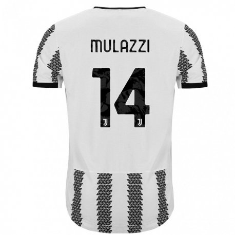 Kandiny Niño Camiseta Gabriele Mulazzi #14 Blanco Negro 1ª Equipación 2022/23 La Camisa Chile