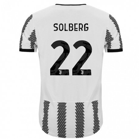 Kandiny Niño Camiseta Elias Solberg #22 Blanco Negro 1ª Equipación 2022/23 La Camisa Chile