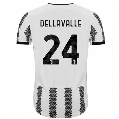 Kandiny Niño Camiseta Lorenzo Dellavalle #24 Blanco Negro 1ª Equipación 2022/23 La Camisa Chile