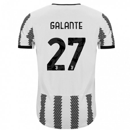 Kandiny Niño Camiseta Tommaso Galante #27 Blanco Negro 1ª Equipación 2022/23 La Camisa Chile