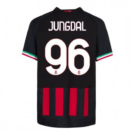 Kandiny Niño Camiseta Andreas Jungdal #96 Negro Rojo 1ª Equipación 2022/23 La Camisa Chile