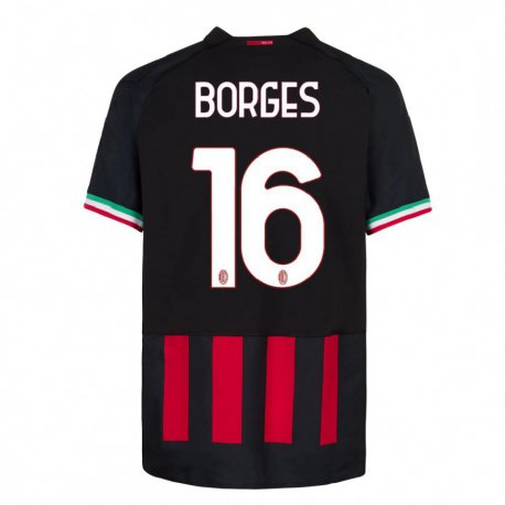 Kandiny Niño Camiseta Lenny Borges #16 Negro Rojo 1ª Equipación 2022/23 La Camisa Chile