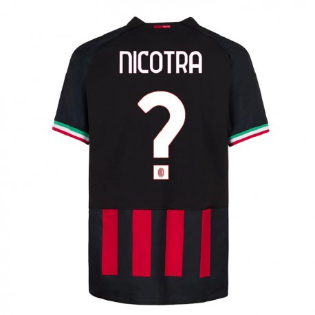 Kandiny Niño Camiseta Riccardo Nicotra #0 Negro Rojo 1ª Equipación 2022/23 La Camisa Chile