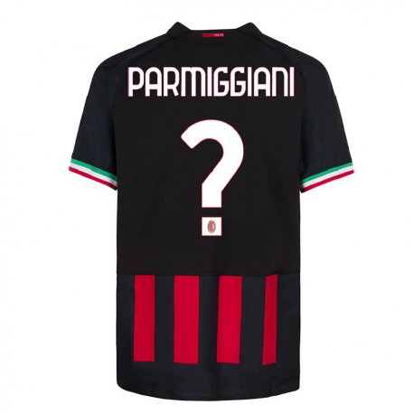 Kandiny Niño Camiseta Pietro Parmiggiani #0 Negro Rojo 1ª Equipación 2022/23 La Camisa Chile