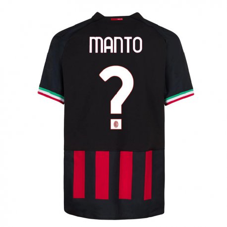 Kandiny Niño Camiseta Gaetano Manto #0 Negro Rojo 1ª Equipación 2022/23 La Camisa Chile