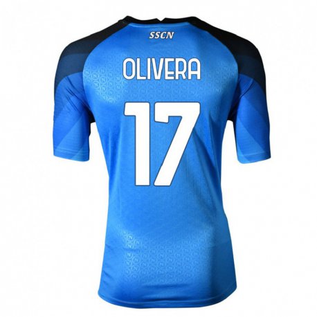 Kandiny Niño Camiseta Mathias Olivera #17 Azul Oscuro Gris 1ª Equipación 2022/23 La Camisa Chile