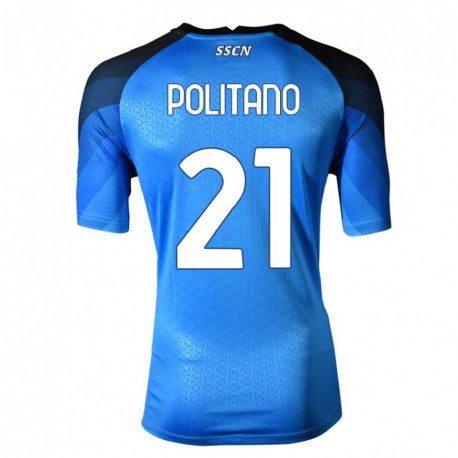 Kandiny Niño Camiseta Matteo Politano #21 Azul Oscuro Gris 1ª Equipación 2022/23 La Camisa Chile