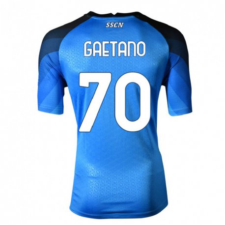 Kandiny Niño Camiseta Gianluca Gaetano #70 Azul Oscuro Gris 1ª Equipación 2022/23 La Camisa Chile