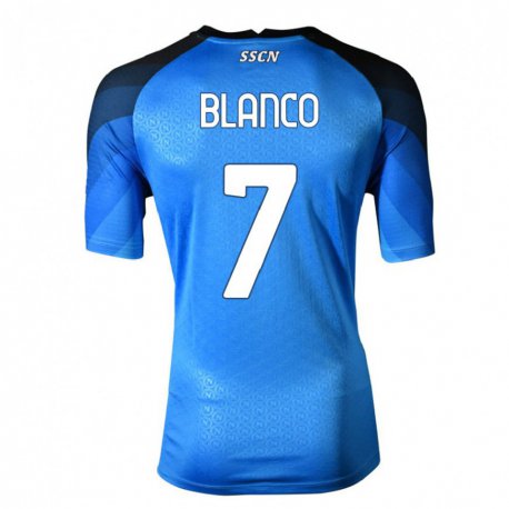 Kandiny Niño Camiseta Gimena Blanco #7 Azul Oscuro Gris 1ª Equipación 2022/23 La Camisa Chile
