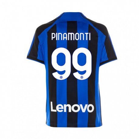Kandiny Niño Camiseta Andrea Pinamonti #99 Azul Real Negro 1ª Equipación 2022/23 La Camisa Chile