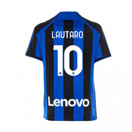 Kandiny Niño Camiseta Lautaro Martínez #10 Azul Real Negro 1ª Equipación 2022/23 La Camisa Chile