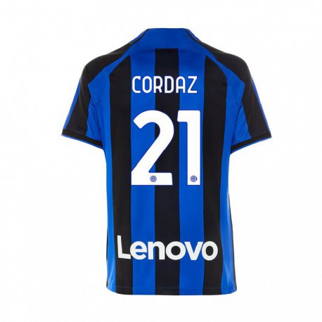 Kandiny Niño Camiseta Alex Cordaz #21 Azul Real Negro 1ª Equipación 2022/23 La Camisa Chile