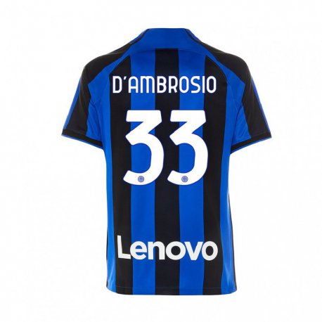 Kandiny Niño Camiseta Danilo D'ambrosio #33 Azul Real Negro 1ª Equipación 2022/23 La Camisa Chile