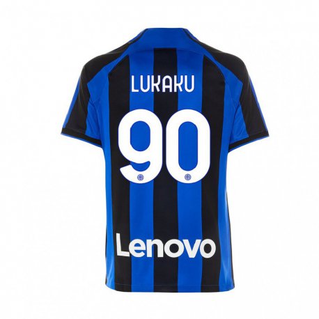 Kandiny Niño Camiseta Romelu Lukaku #90 Azul Real Negro 1ª Equipación 2022/23 La Camisa Chile