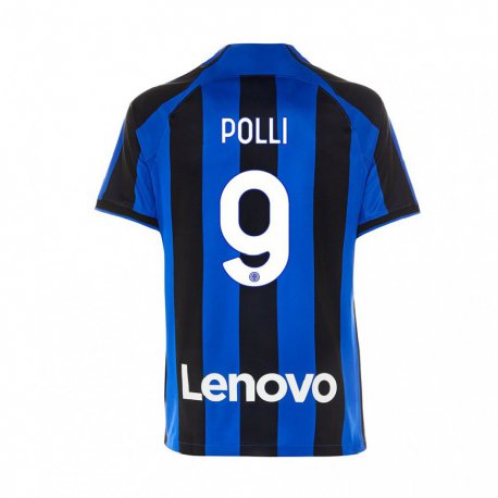 Kandiny Niño Camiseta Elisa Polli #9 Azul Real Negro 1ª Equipación 2022/23 La Camisa Chile
