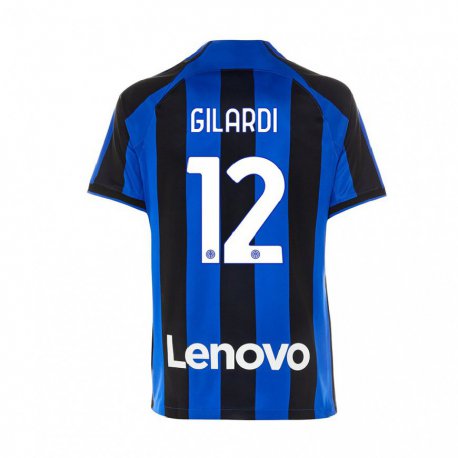 Kandiny Niño Camiseta Astrid Gilardi #12 Azul Real Negro 1ª Equipación 2022/23 La Camisa Chile