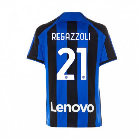 Kandiny Niño Camiseta Alice Regazzoli #21 Azul Real Negro 1ª Equipación 2022/23 La Camisa Chile