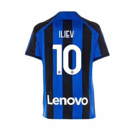 Kandiny Niño Camiseta Nikola Iliev #10 Azul Real Negro 1ª Equipación 2022/23 La Camisa Chile