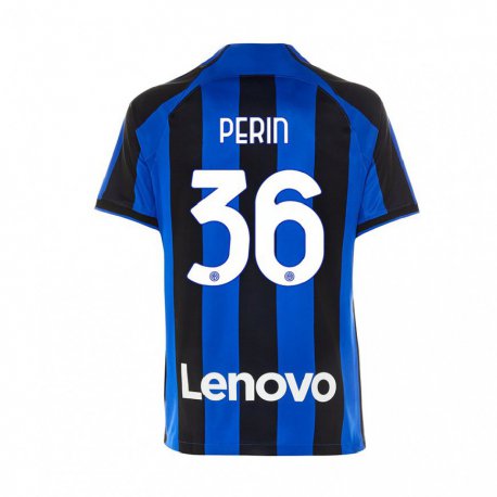 Kandiny Niño Camiseta Nicolo Perin #36 Azul Real Negro 1ª Equipación 2022/23 La Camisa Chile